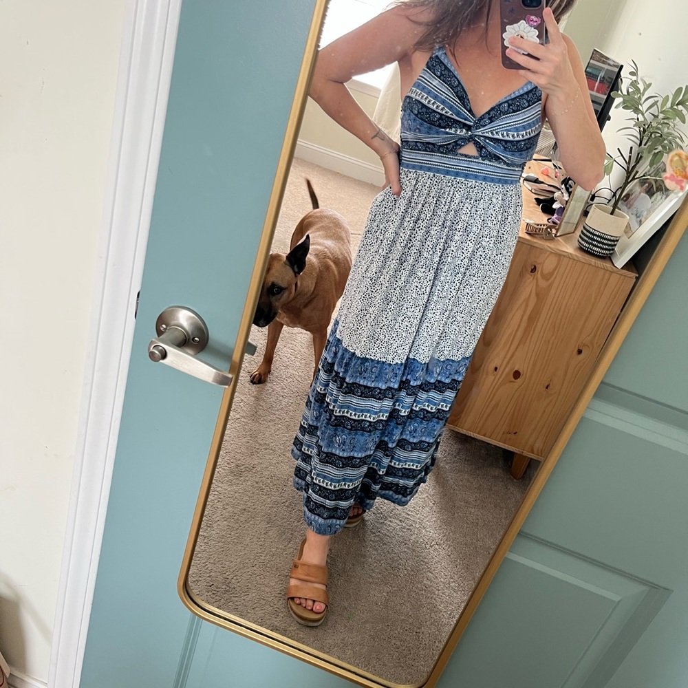 Japna Blue Bandana-Print Smocked Top